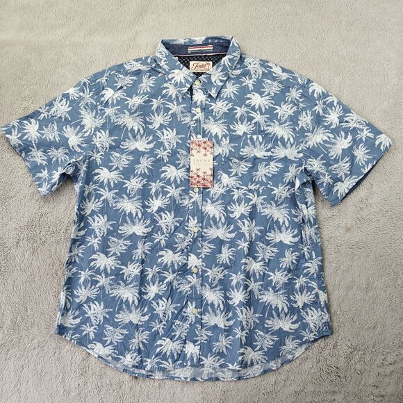 Jachs NY Hawaiian Shirt Men's M Blue Short Sleeve Palm Tropical Beach NWT - Picture 1 of 3